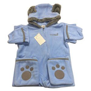Snonook Fleece Baby Bunting Hooded Romper Bodysuit with Fold-Over Mitten-Footed